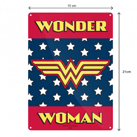petite plaque métallique wonder woman logo