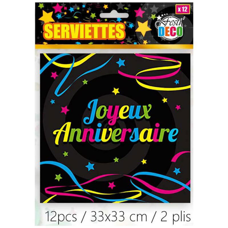 Serviettes Joyeux Anniversaire Par Lot De 12 Sur Kas Design Serviettes Joyeux Anniversaire Par Lot De 12 Sur Kas Design