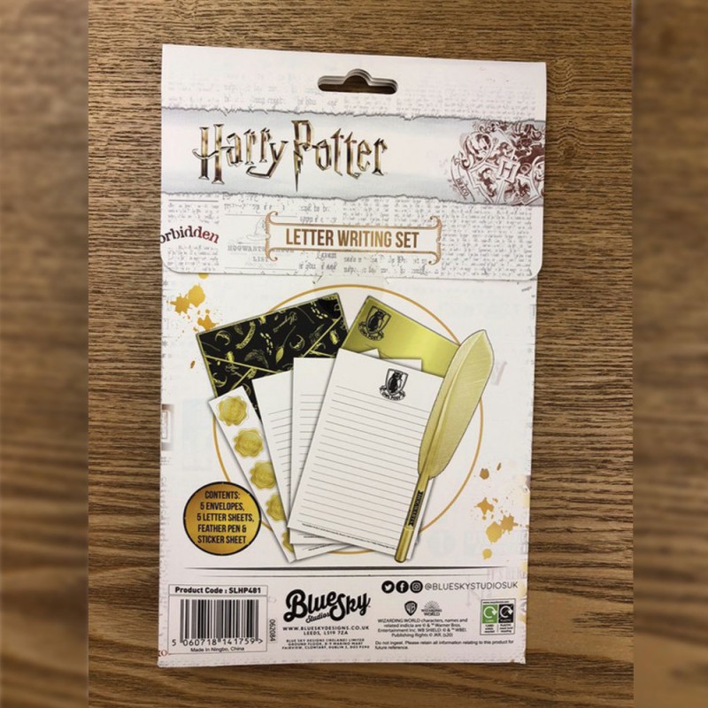 Set Papier à Lettres Harry Potter Poudlard noir et doré sur Kas Design