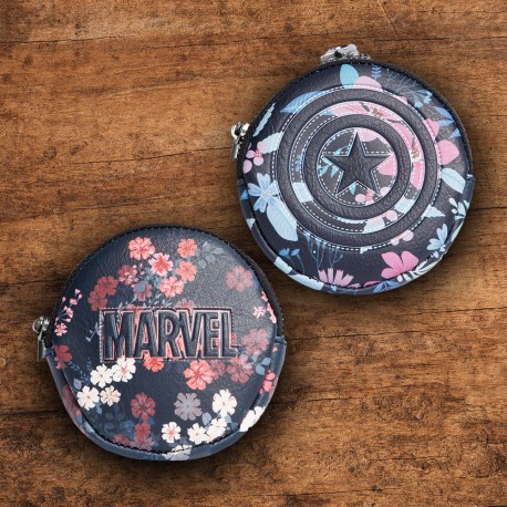 Petit Porte-Monnaie Captain America Marvel Fleuri