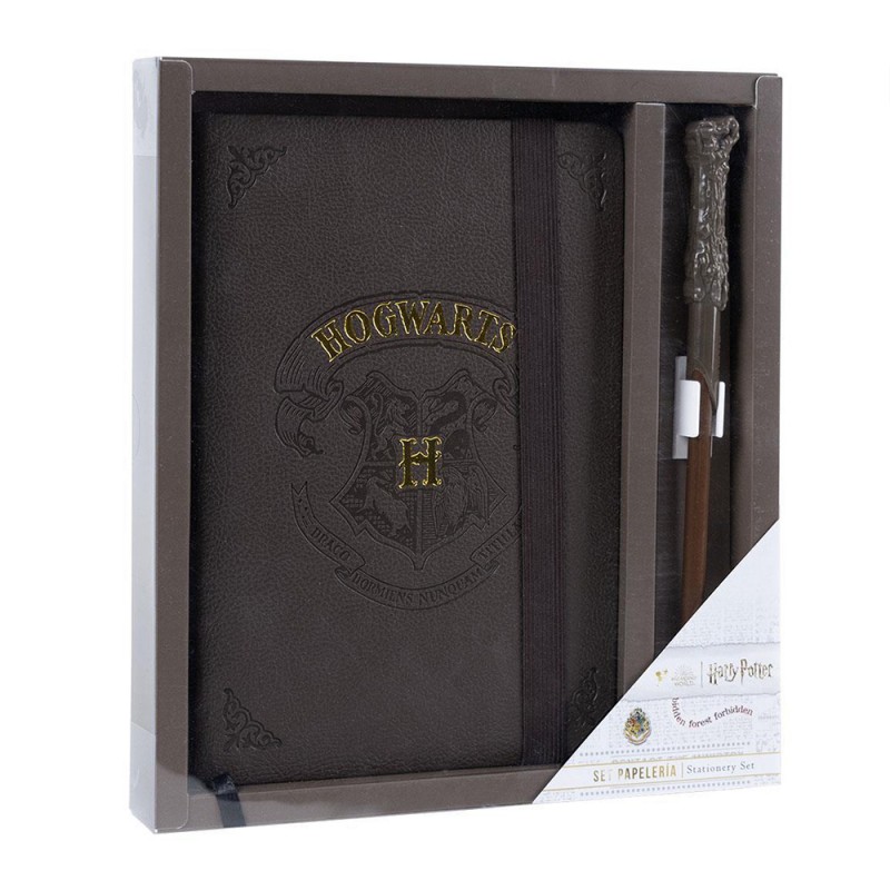 Carnet de notes Poudlard avec crayon baguette Harry Potter sur