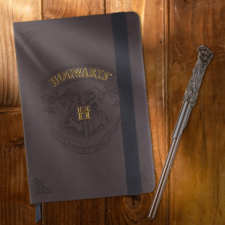 Carnet de notes Poudlard avec crayon baguette Harry Potter sur