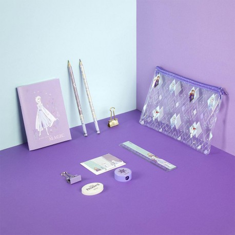 Trousse Papeterie La Reine des Neiges Disney Mauve