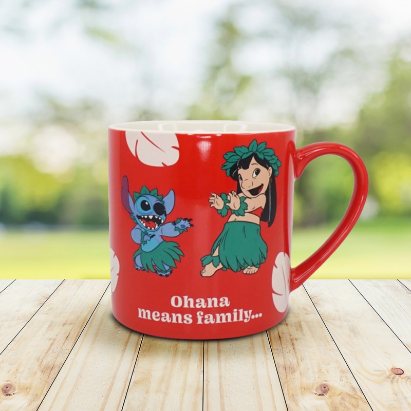 Mug Rouge Lilo & Stitch Ohana Disney sur Kas Design