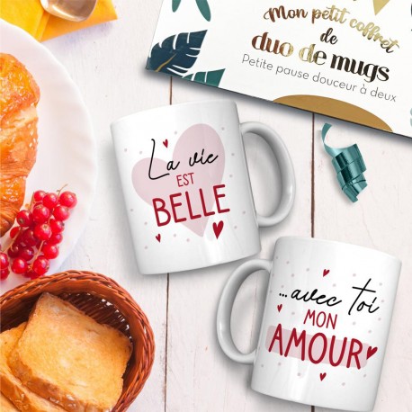 Coffret Duo de Mugs La Vie est Belle Mon Amour