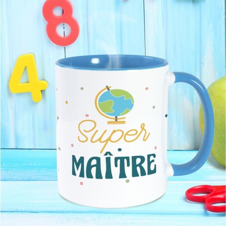 Mug Bleu Super Maître Globe Terrestre