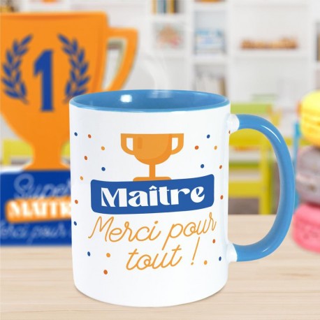 Mug Bleu Maître Merci pour Tout - Coupe de Champion