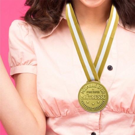 Médaille d'Or Super Maîtresse avec Ruban Doré & Blanc