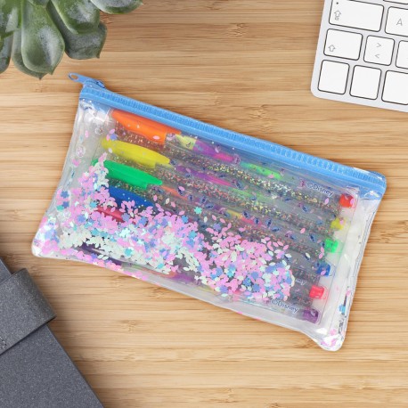 Trousse Paillettes Stitch Disney avec 6 Stylos Gel Colorés