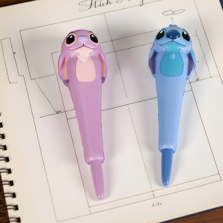 Lot de 2 Stylos Gel Stitch & Angel Disney Squishy 3D