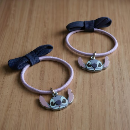 Lot de 2 Elastiques Stitch Disney - Nœud et Charm