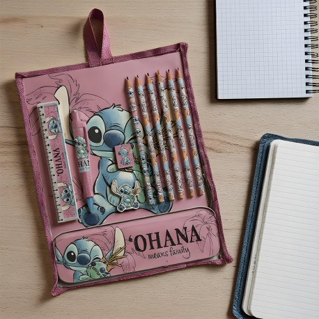 Ensemble de Papeterie Stitch Rose Ohana Disney