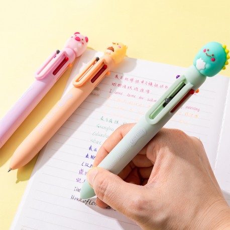 Stylo Multicolore Animaux Kawaii - 6 Couleurs