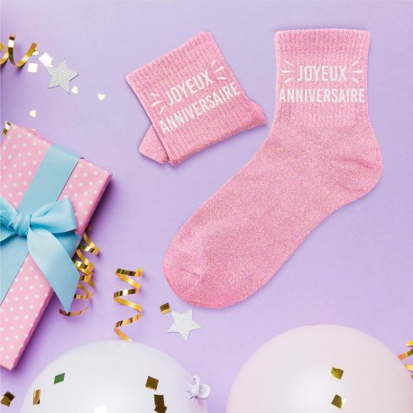 Chaussettes Paillettes Joyeux Anniversaire
