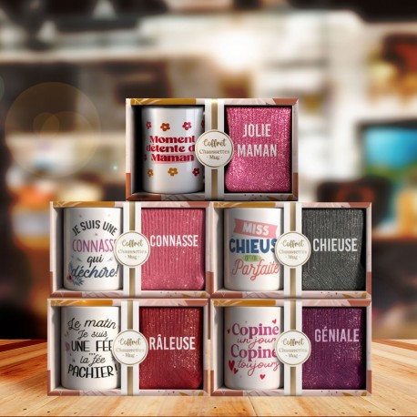 Coffret Cadeaux Paillettes Fantaisie - Tasse & Chaussettes