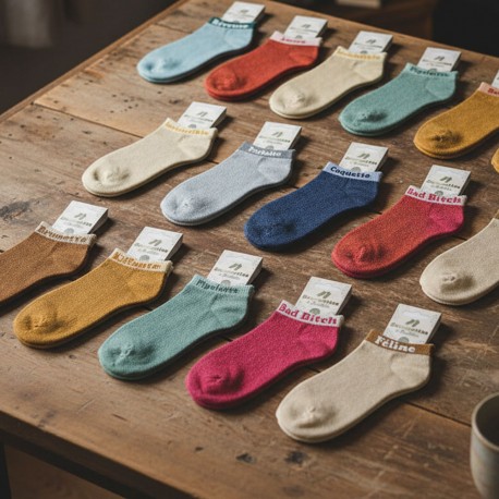 Socquettes Paillettes Colorées Mot Fantaisie