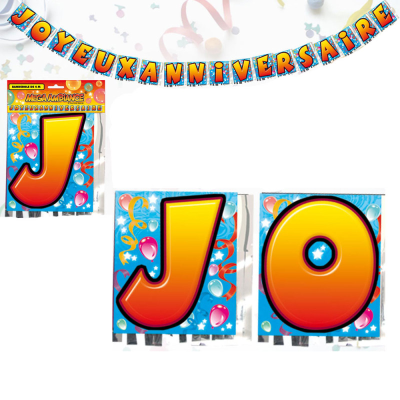 Banderole Lettres Joyeux Anniversaire 4 Metres Sur Kas Design Revendeur De Decoration De Fete