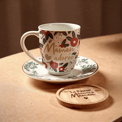 Coffret Pause Détente Maman Adorée - Tasse et Sous-Tasse